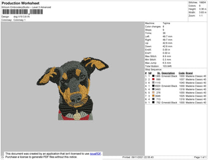 Dog V19 Embroidery File 4 size