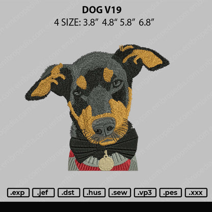 Dog V19 Embroidery File 4 size
