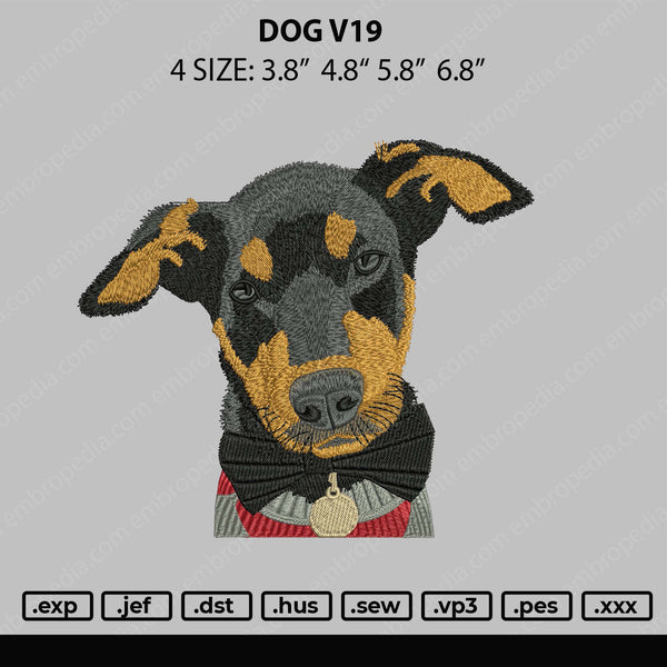 Dog V19 Embroidery File 4 size