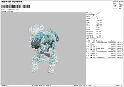 Dog V2003 Embroidery File 6 sizes