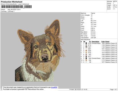 Dog V22 Embroidery File 4 size