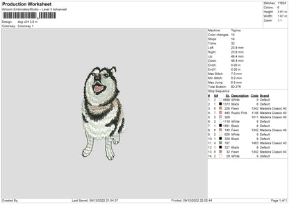 Dog V24 Embroidery File 6 sizes