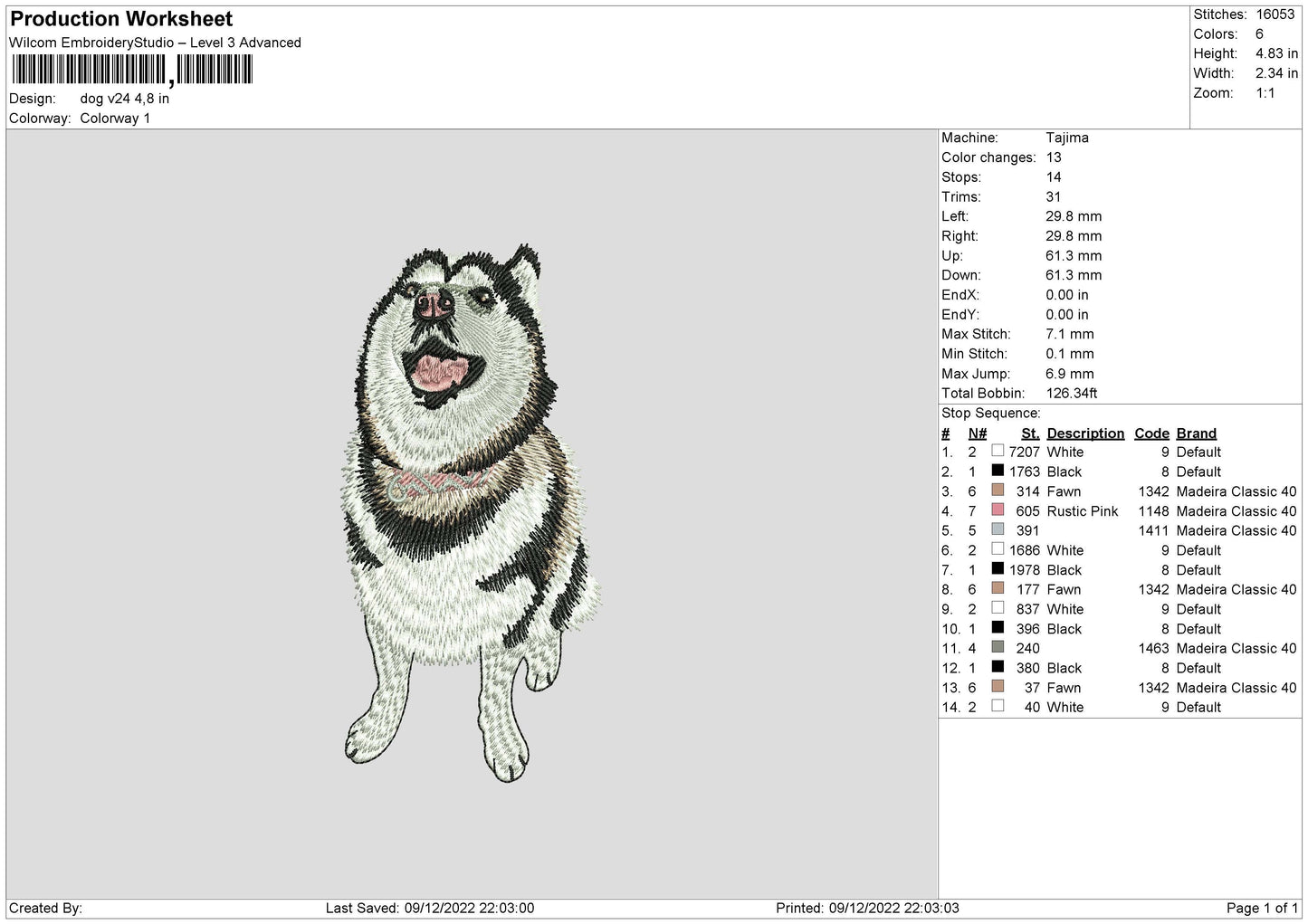 Dog V24 Embroidery File 6 sizes