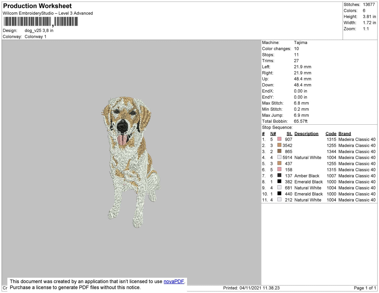 Dog V25 Embroidery File 4 size