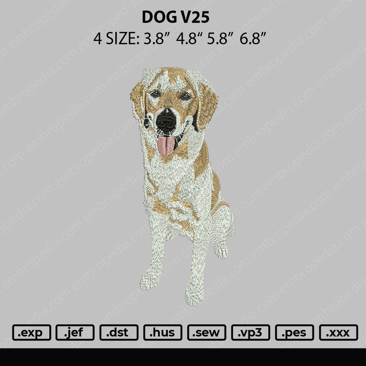 Dog V25 Embroidery File 4 size