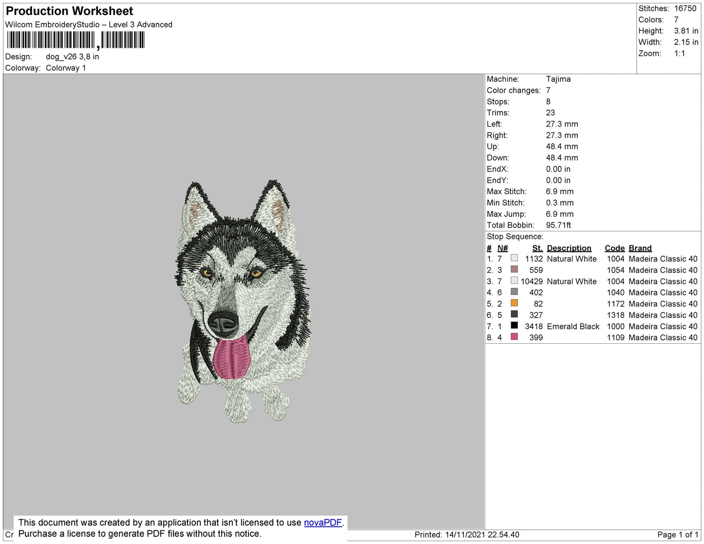 Dog V26 Embroidery File 4 size