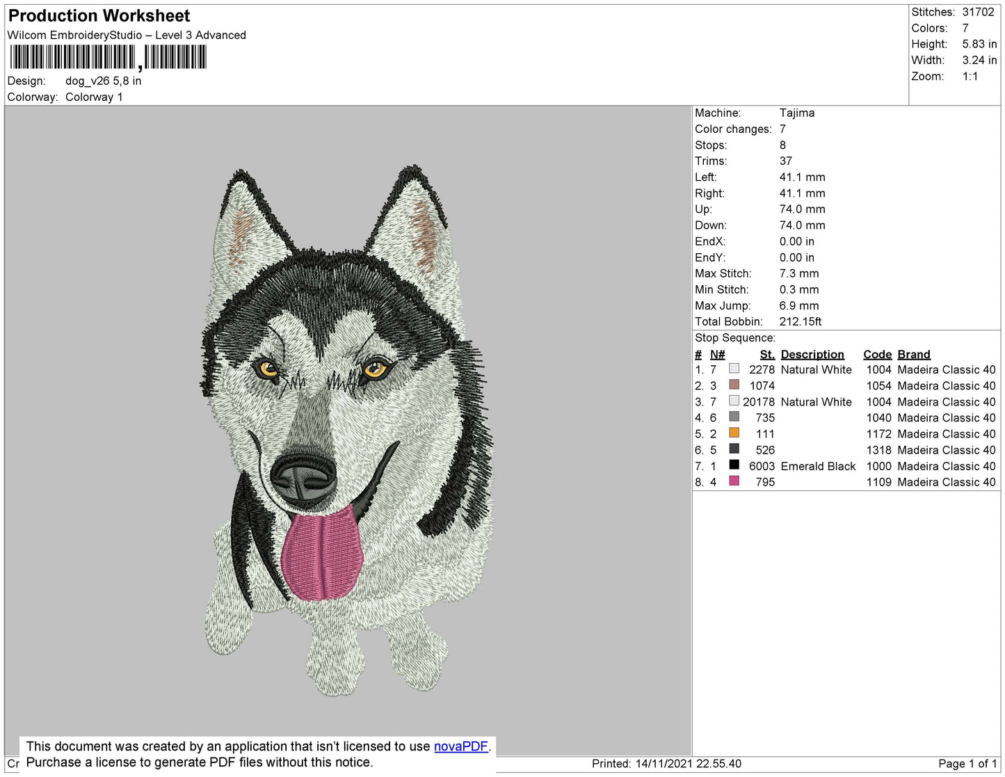 Dog V26 Embroidery File 4 size