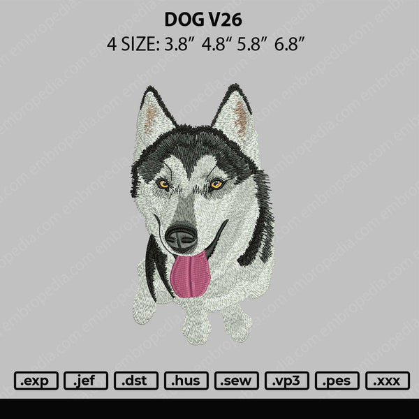 Dog V26 Embroidery File 4 size