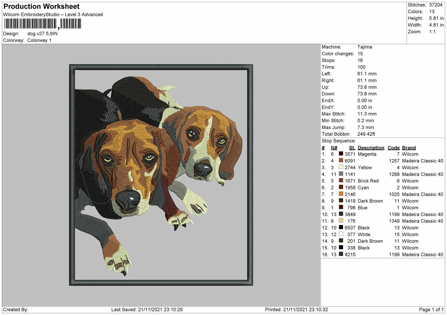 Dog V27 Embroidery File 4 size