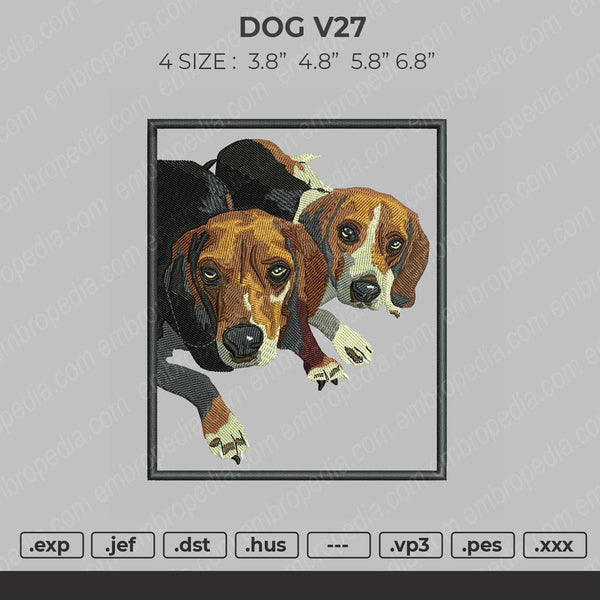 Dog V27 Embroidery File 4 size