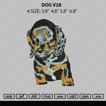 Dog V28 Embroidery File 4 size