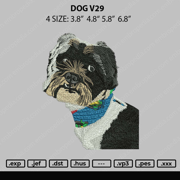 Dog V29 Embroidery File 4 size