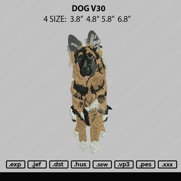 Dog V30 Embroidery File 4 size