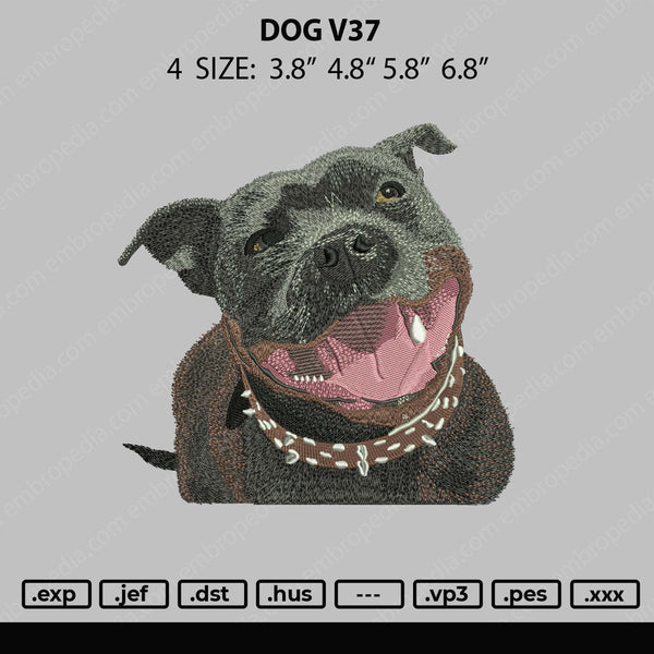 Dog V37 Embroidery File 4 size