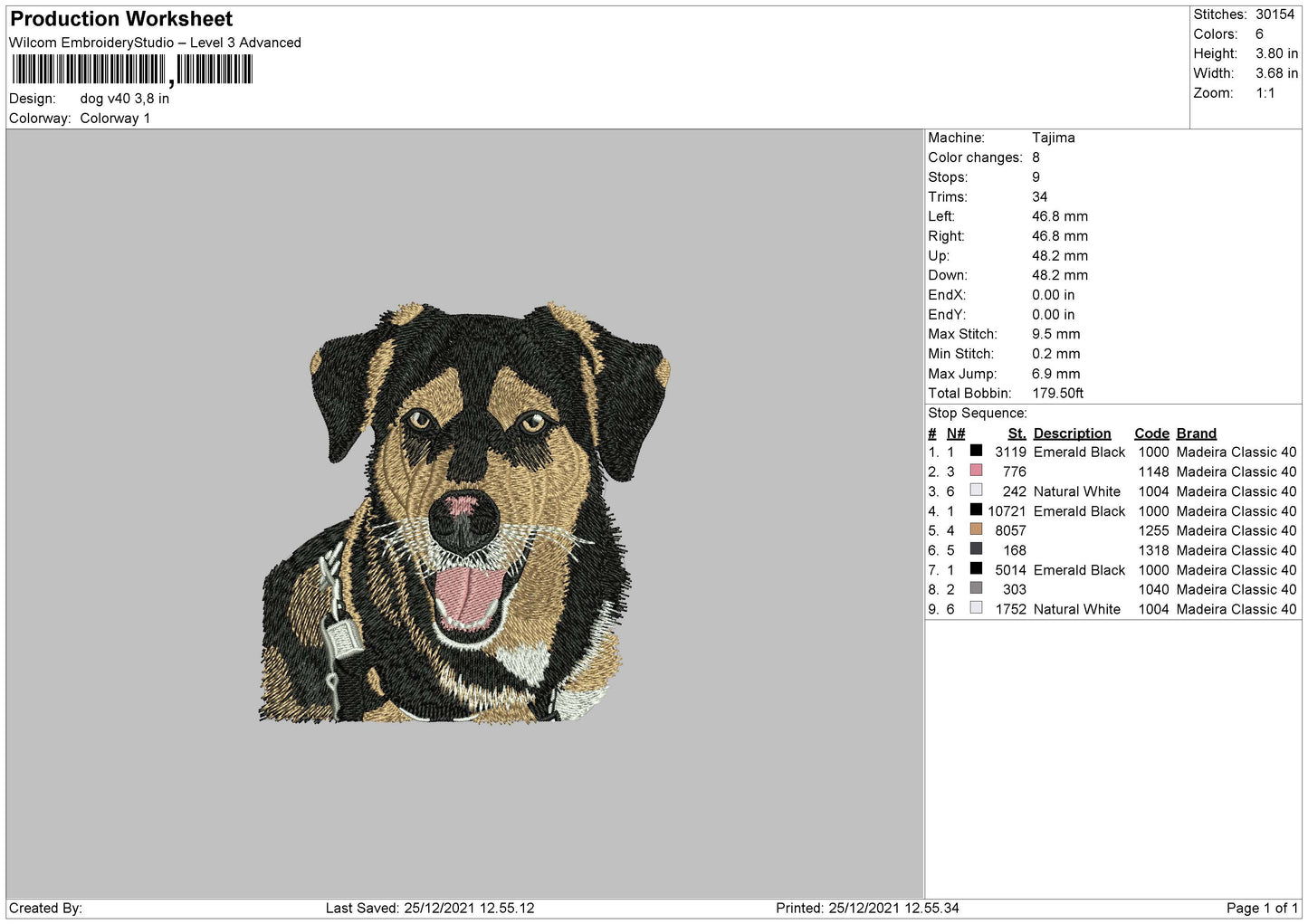 Dog V40 Embroidery File 4 size