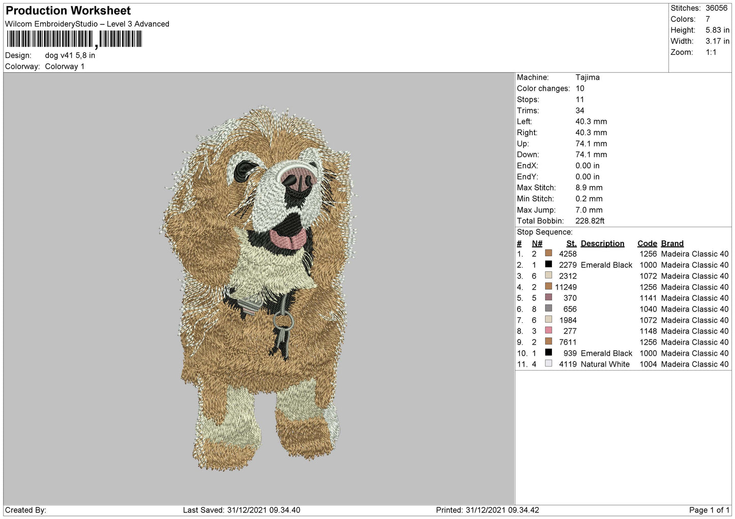 Dog V41 Embroidery File 4 size