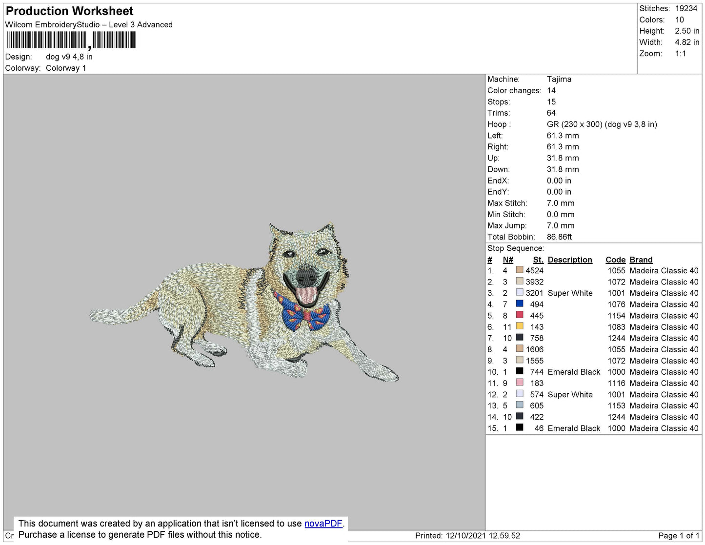 Dog V9 Embroidery File 4 size