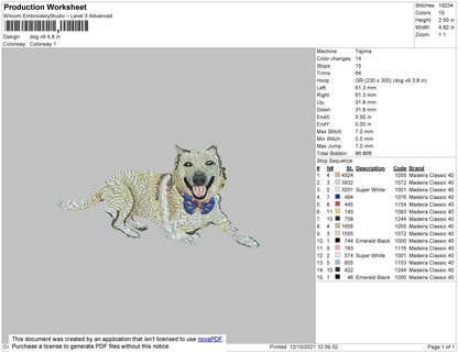 Dog V9 Embroidery File 4 size
