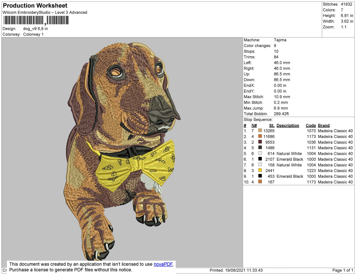 Dog V9 Embroidery File 4 size