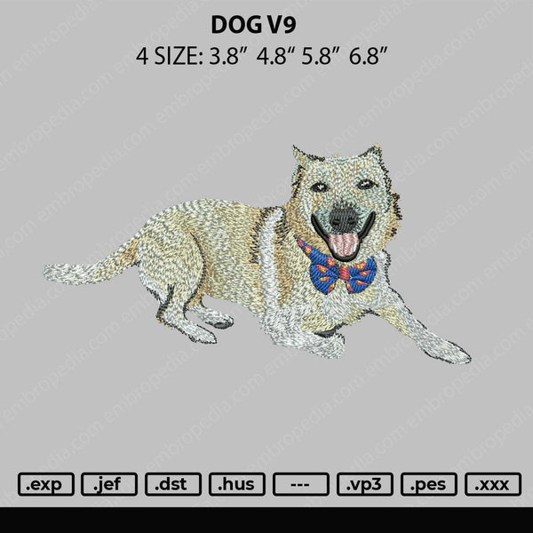 Dog V9 Embroidery File 4 size