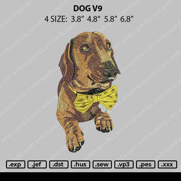 Dog V9 Embroidery File 4 size