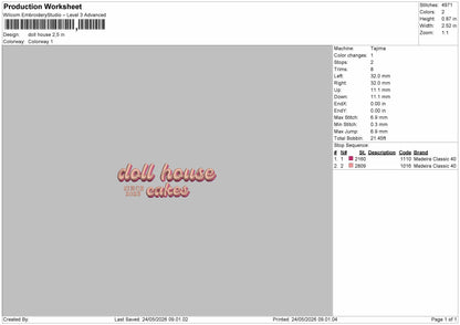 doll house Embroidery Machine Design File