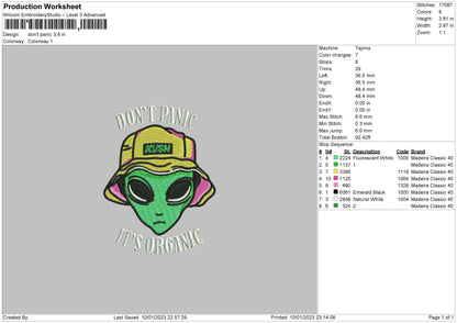 Dont Panic Embroidery File 6 sizes