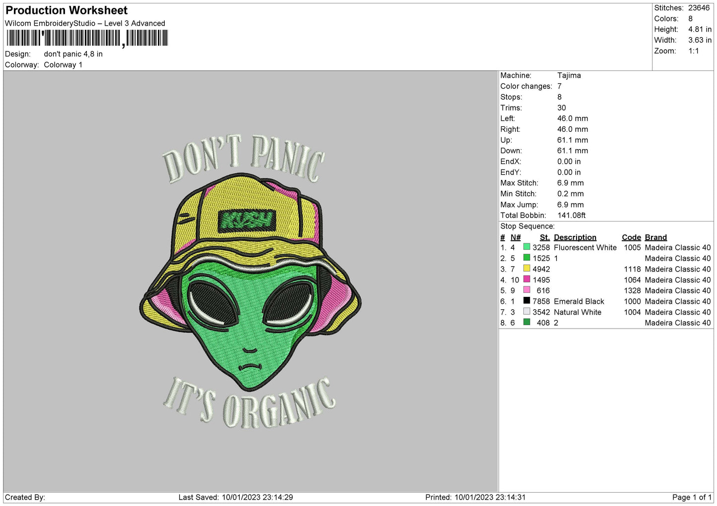 Dont Panic Embroidery File 6 sizes