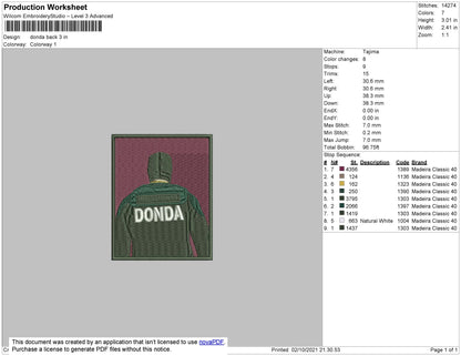 Donda Beck Embroidery File 4 size