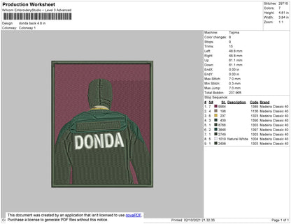 Donda Beck Embroidery File 4 size