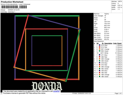 Donda V2 Embroidery File 4 Size