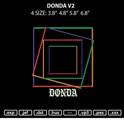 Donda V2 Embroidery File 4 Size