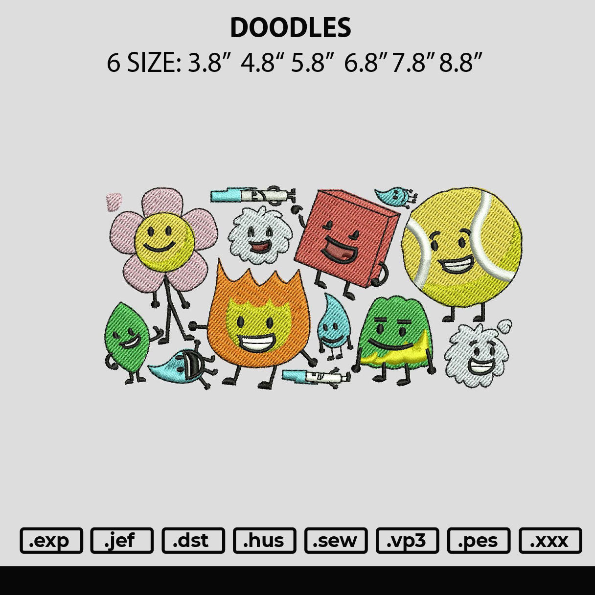 Doodles Embroider File 6 sizes