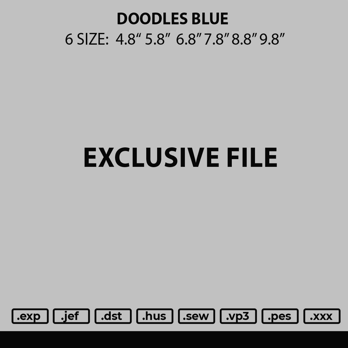 Doodles Blue Embroidery File 6 sizes