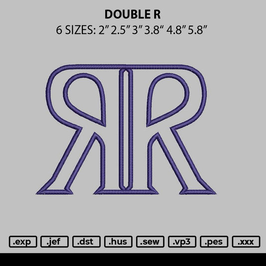 Double R Embroidery Machine Design 6 sizes