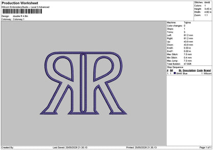 Double R Embroidery Machine Design 6 sizes