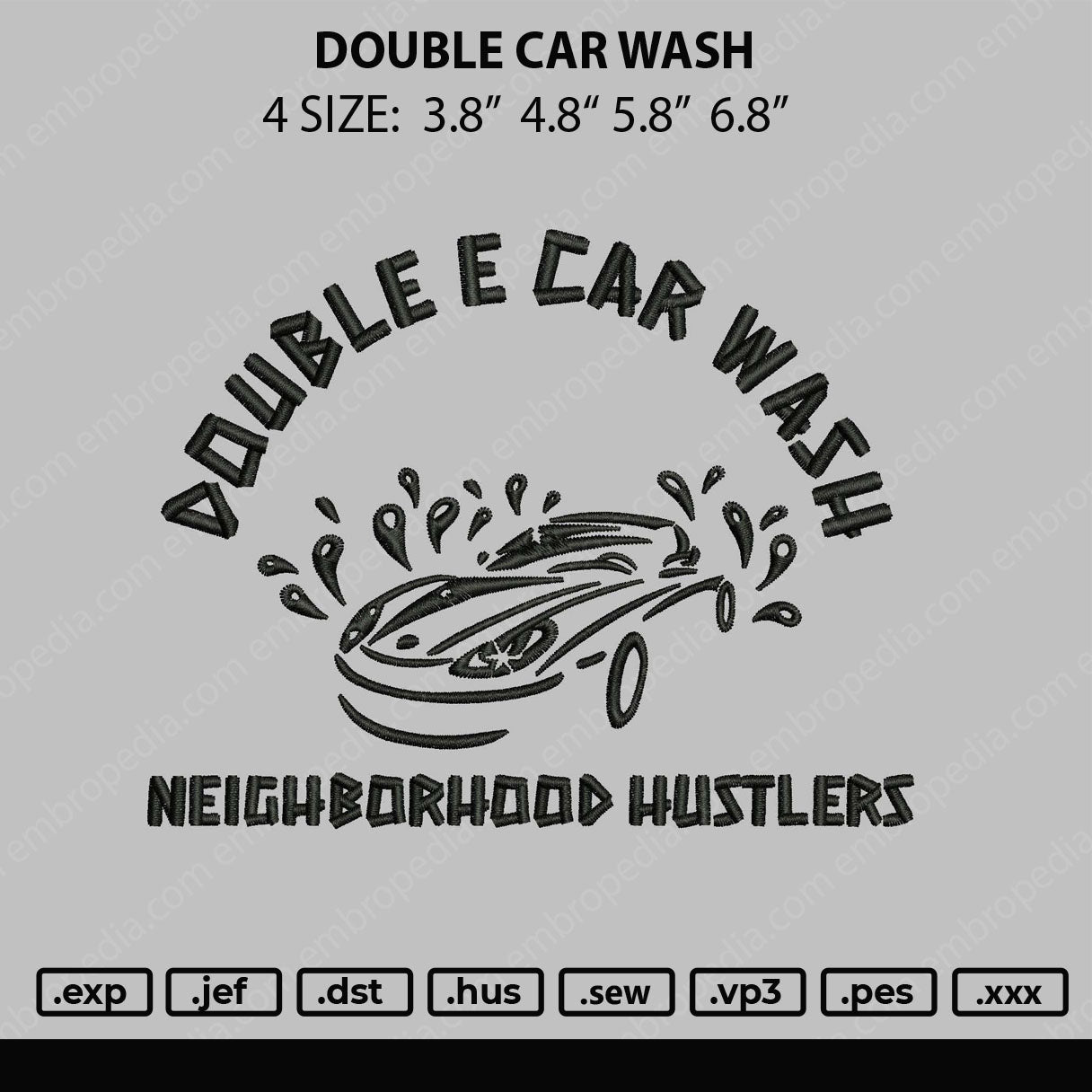 Double Car Wash Embroidery File 4 size
