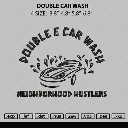 Double Car Wash Embroidery File 4 size