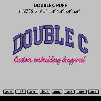 Double C Puff Embroidery File 6 sizes