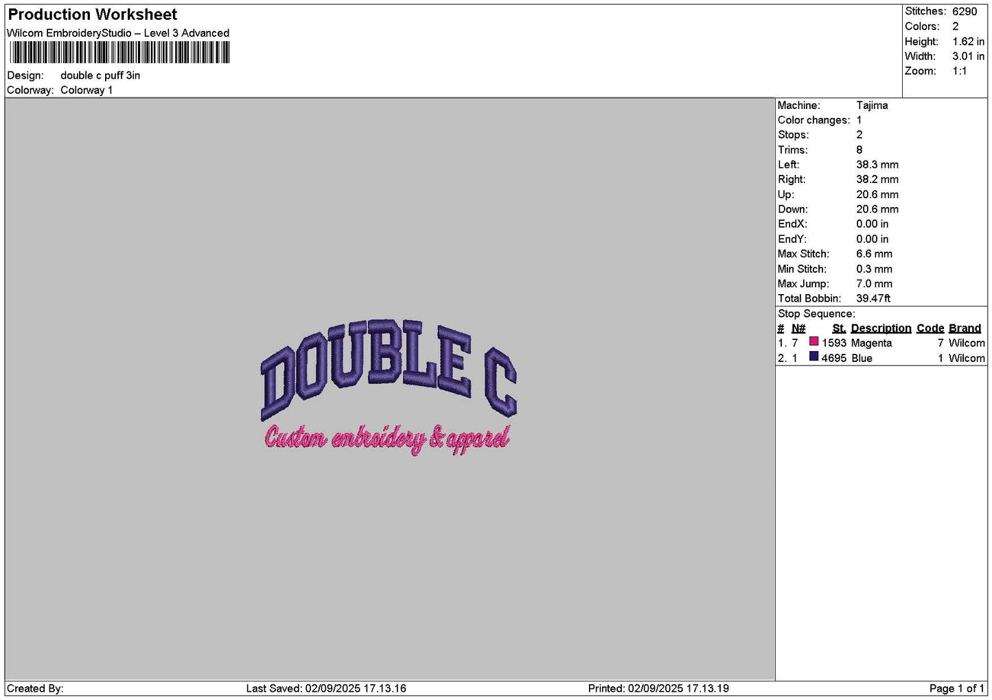 Double C Puff Embroidery File 6 sizes