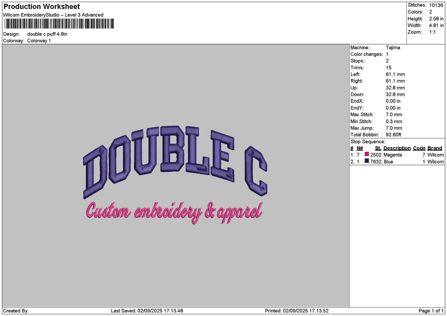 Double C Puff Embroidery File 6 sizes