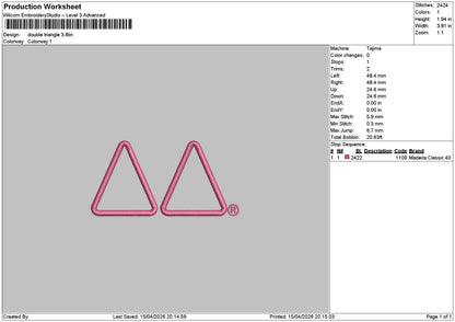 Double Triangle Embroidery File 6 sizes
