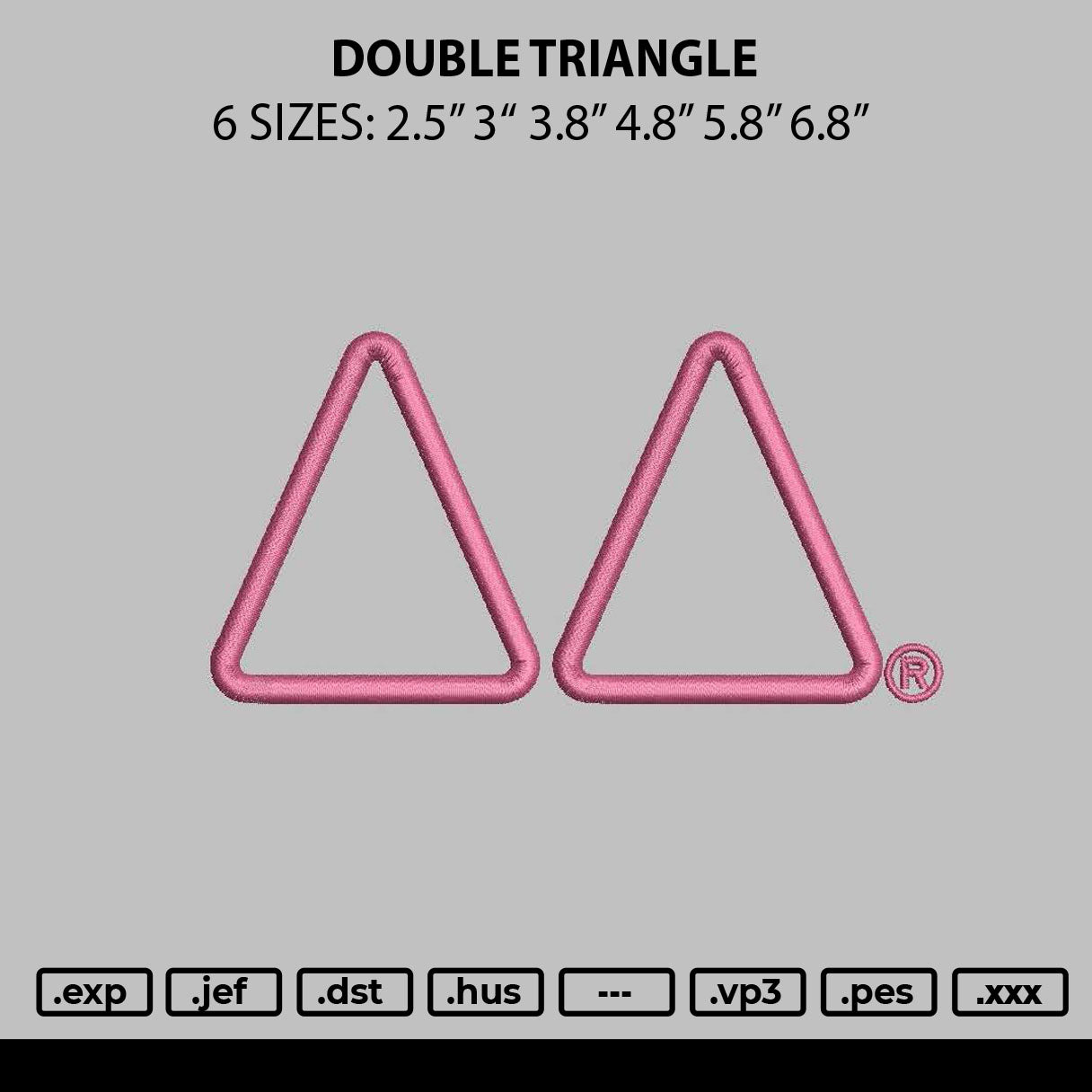 Double Triangle Embroidery File 6 sizes