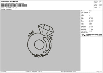 Diamond Outline Embroidery File 6 sizes