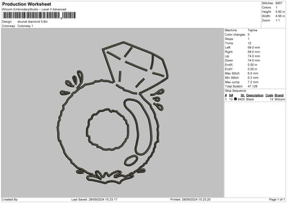Diamond Outline Embroidery File 6 sizes