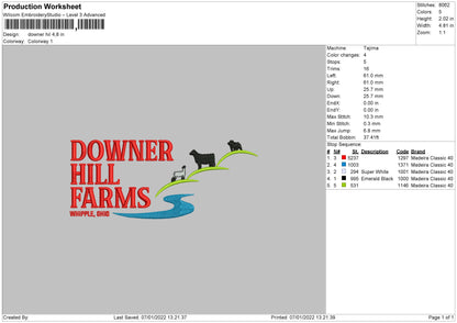 Downer Hill Embroidery File 4 size
