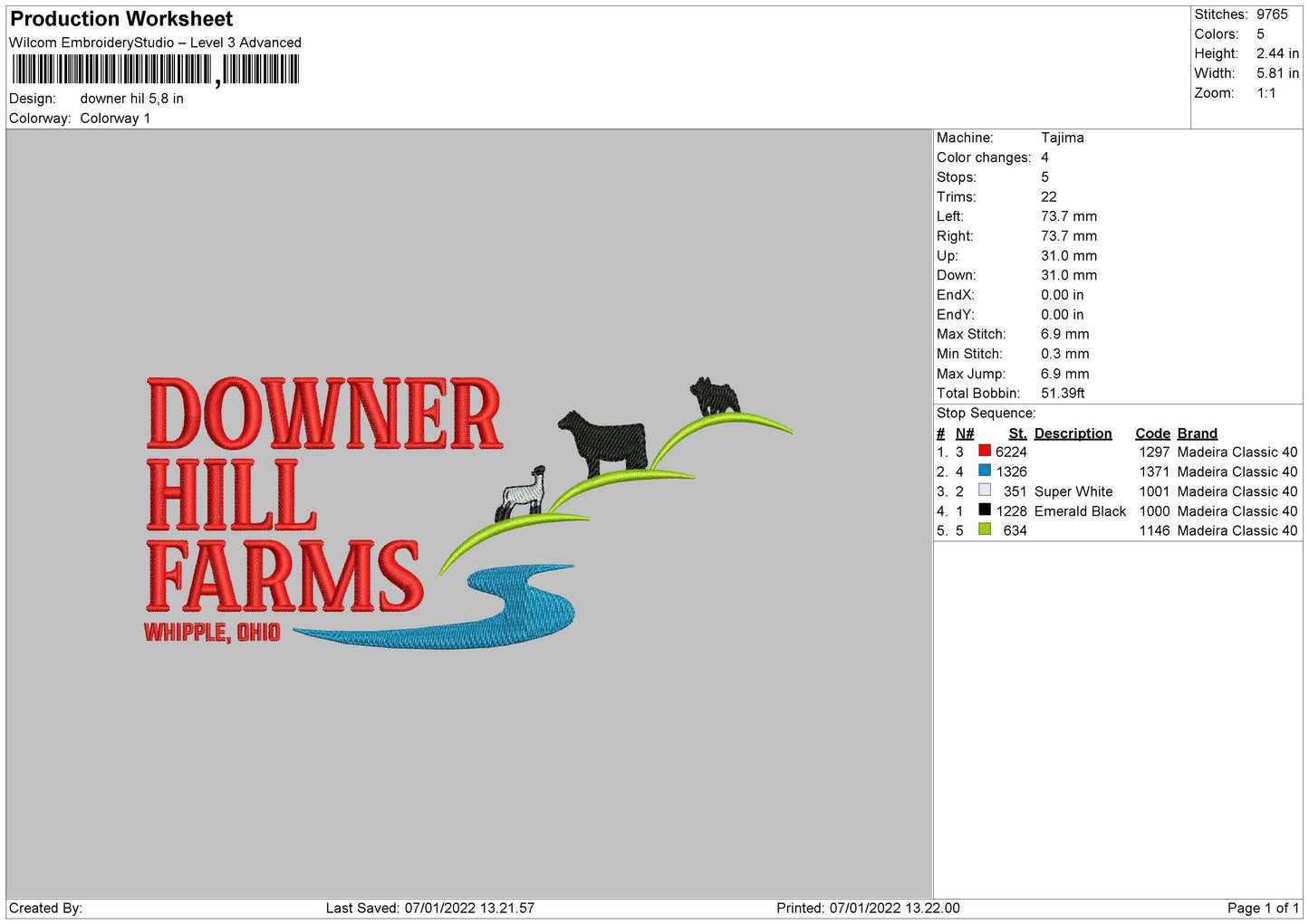 Downer Hill Embroidery File 4 size