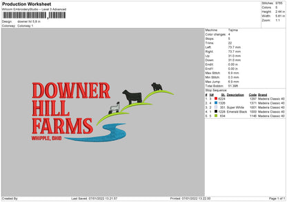 Downer Hill Embroidery File 4 size
