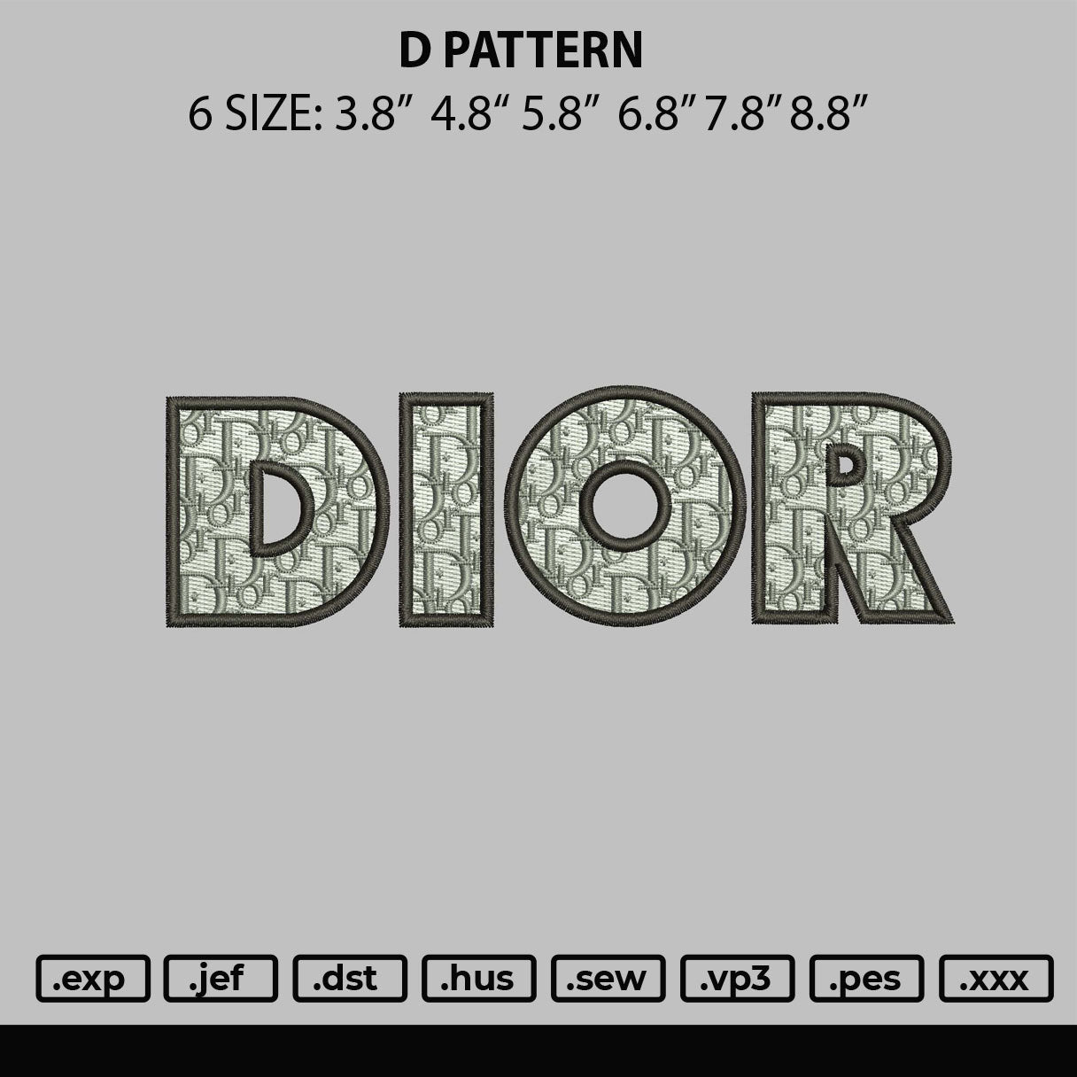 D Pattern Embroidery File 6 sizes