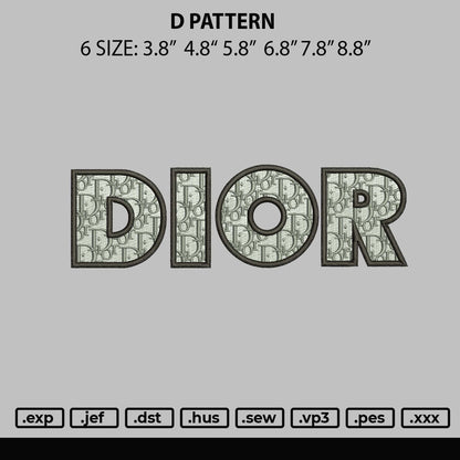 D Pattern Embroidery File 6 sizes
